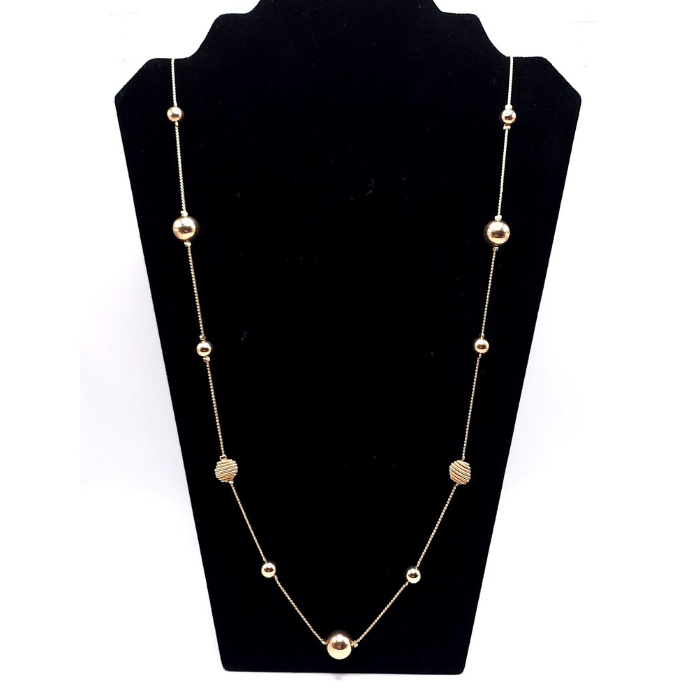 Vintage Gold Tone Station Necklace Long Layering Beaded Chain 39in